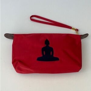 Ahdorned Red Nylon Zipper Pouch Clutch Wristlet
Navy Blue Embroidered Buddha